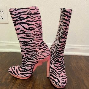 KENZO x H&M - pink zebra stretch sock booties